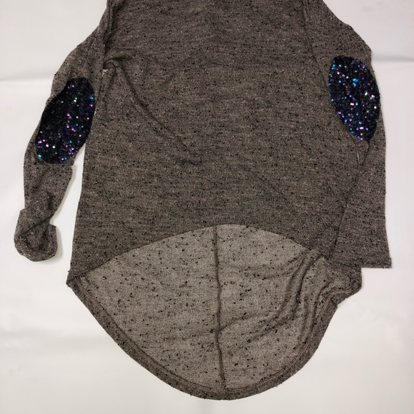 High low sequencing elbow patch sweater - Picture 2 of 4